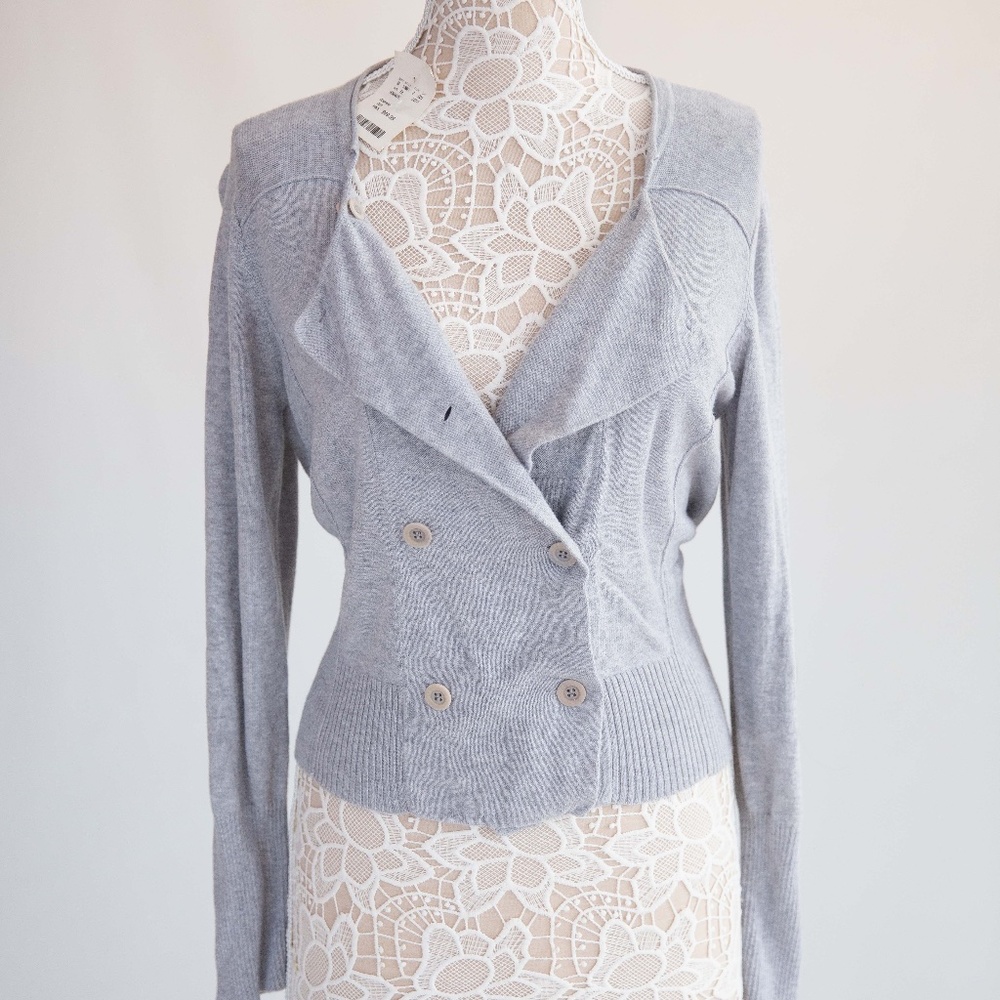 Eileen Fisher Gray Long sleeve double breasted sweater   size M